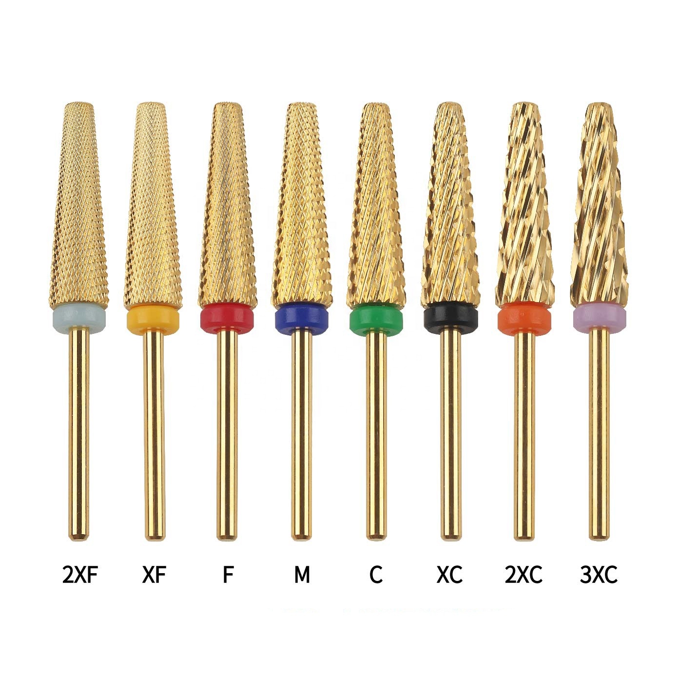 Custom International Standard Size 2XF-3XCGolden Coating Tungsten Carbide Nail Drill Bit Set