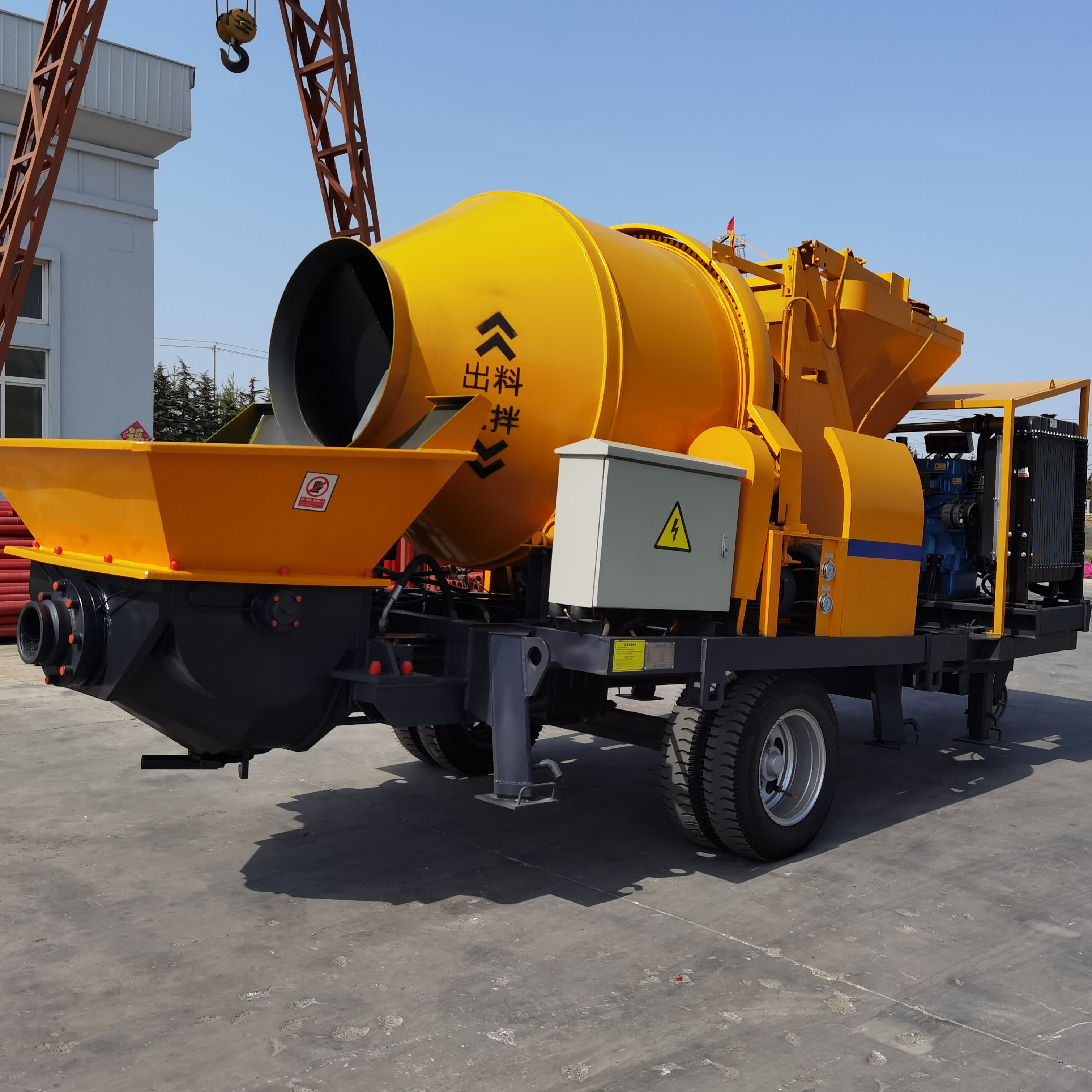 Portable Diesel cement mixer concrete pump combination electrical concrete mixer with pump cement machine