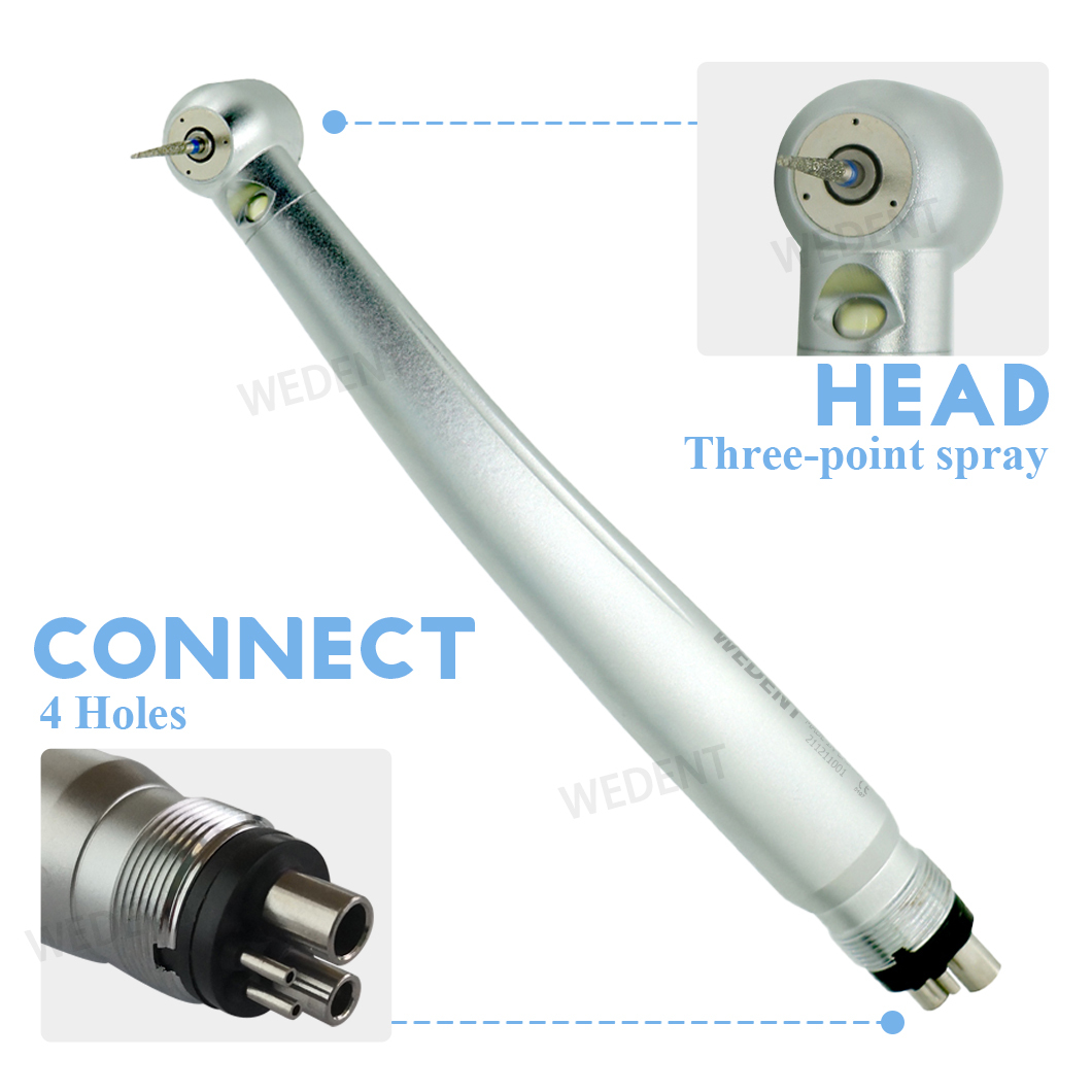 High Quality Push Button Turbina 3 Water Spray High Speed Dental Handpiece with LED Lamp
