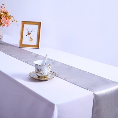 Silver Satin Table Runners Wedding Party Event Decor Supply Satin Fabric Chair Sash Bow Table Cover
