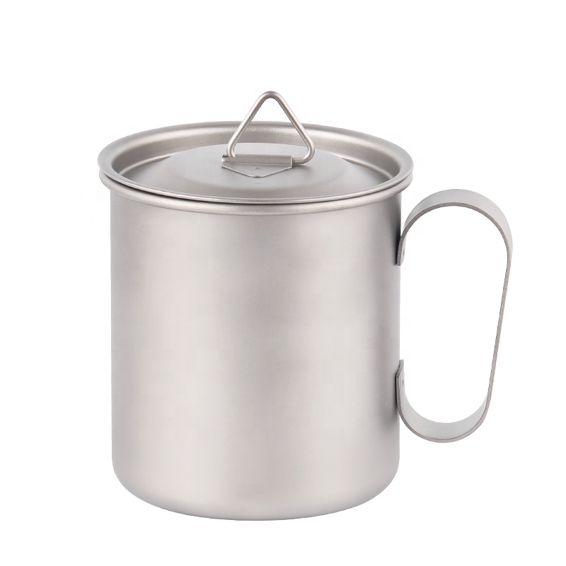 Pure Titanium Cup Mug 420ML 450ML Camping Bushcraft Hiking Tourism Picnic Pot Outdoor Equipment Supplies Tableware