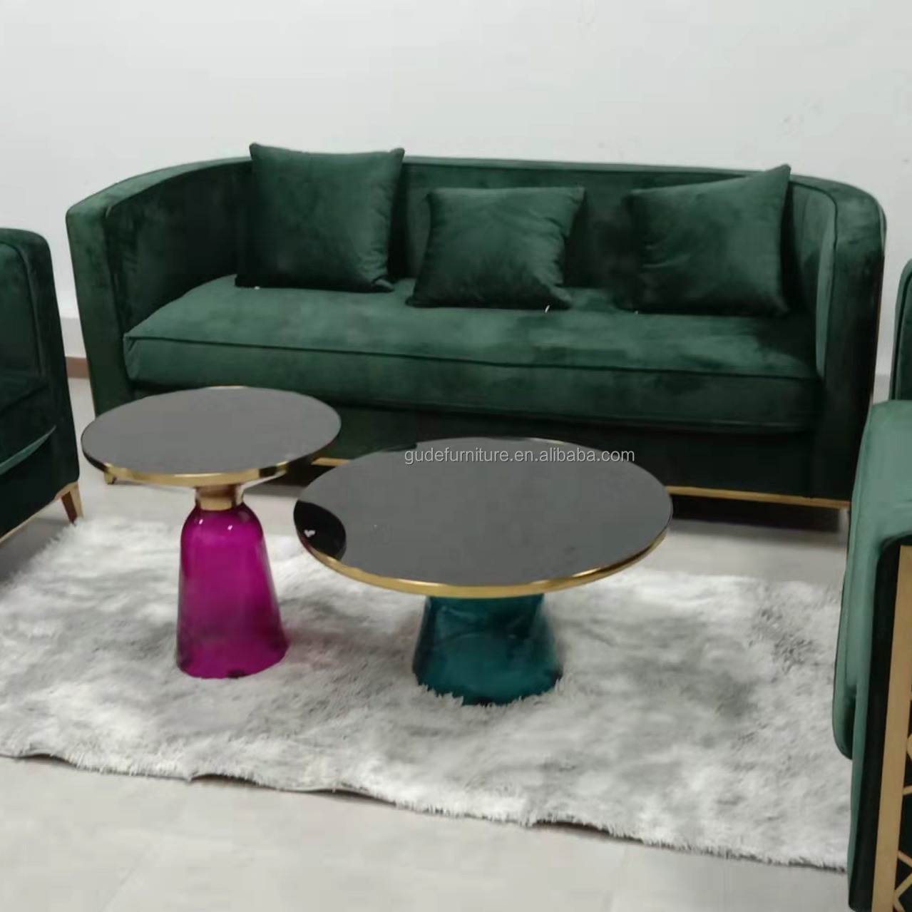 Metal Face Sofa Set Gold Stainless Steel 2024 Factory Luxury Bedroom Furniture GENUINE Leather Livingroom Furniture European