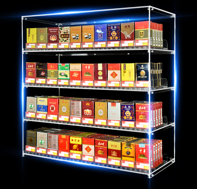 Factory Wholesale Acrylic Tobacco Countertop Cabinet Smoke Shop  display rack