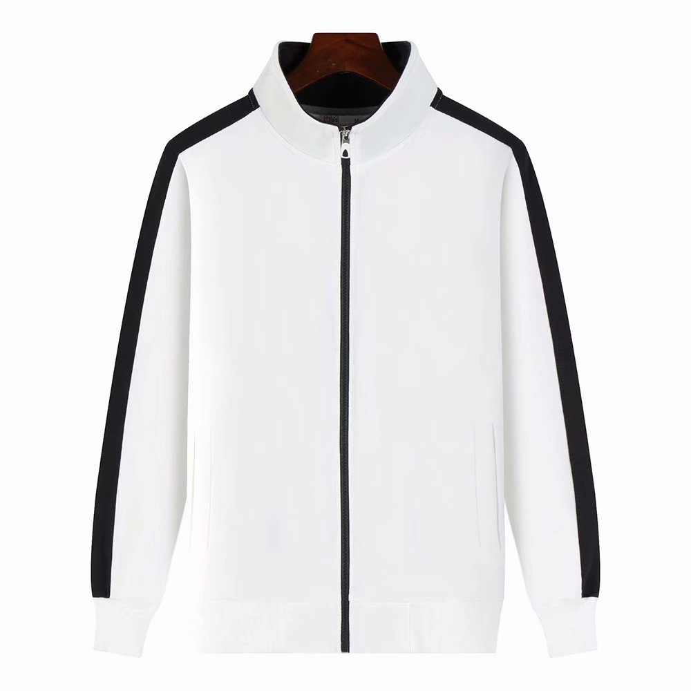 Polyester fiber zipper long-sleeved sweater hoodie sublimation custom badge long-sleeved jacket
