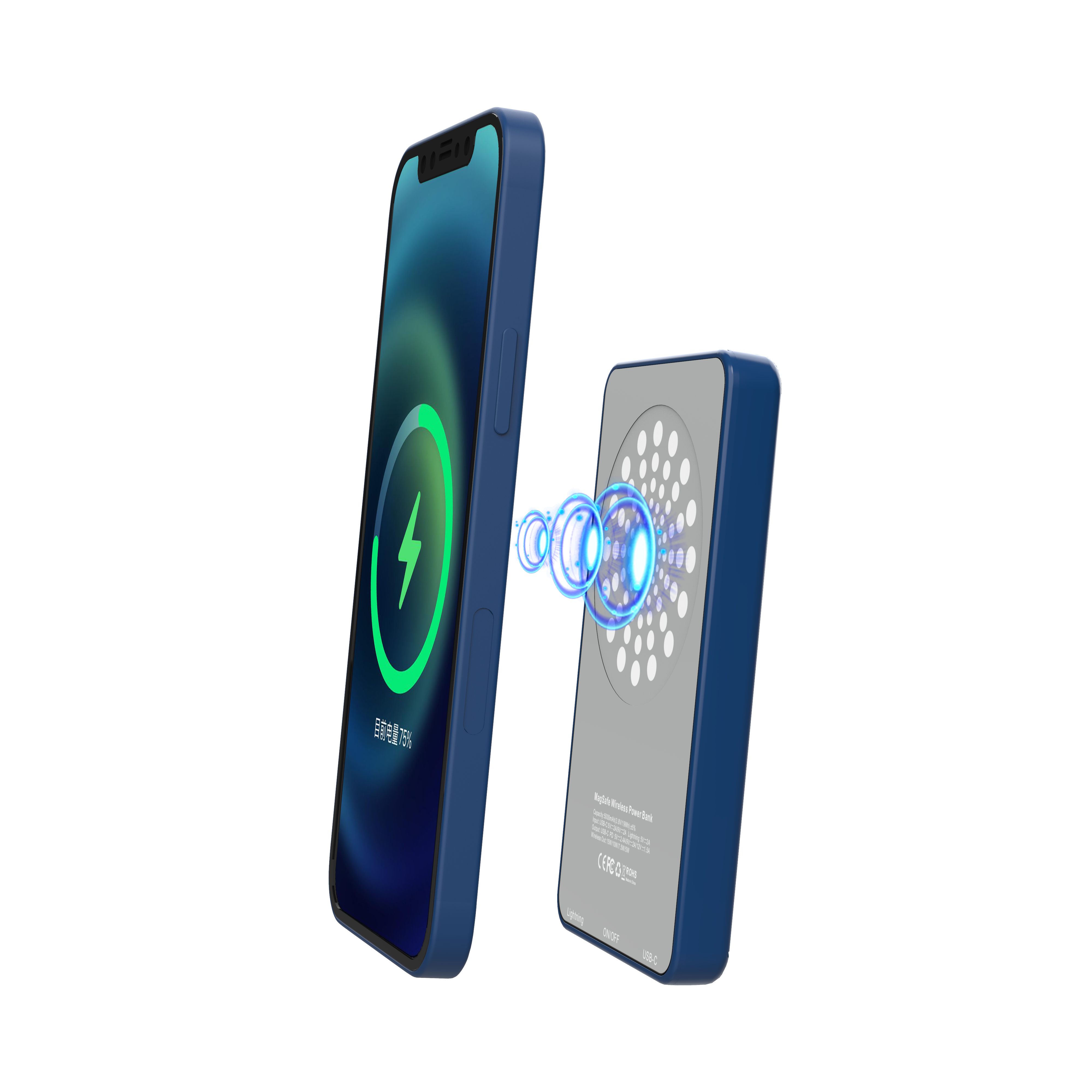 Portable High Fast 15W Qi Wireless 5000mAh PD QC Quick Type C Lightning Magnetic Wireless Power Bank For IPhone12