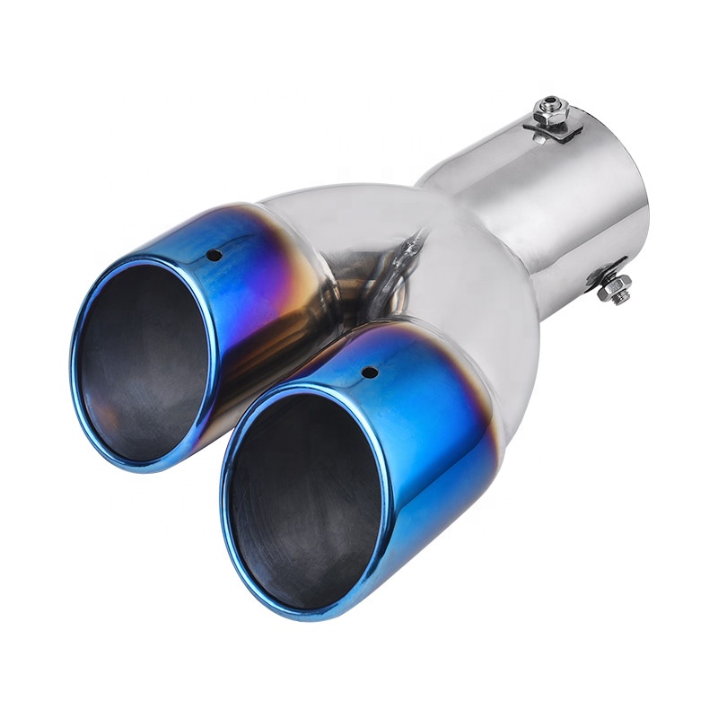 Car Universal Performance 76 mm Dual Exhaust Pipe Blue Muffler Tips