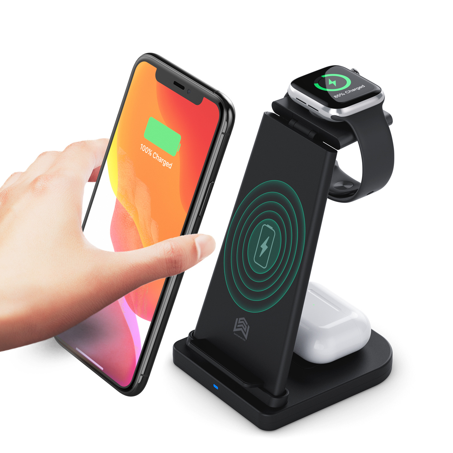 Mobile Phone Fast Wireless Charging Station Portable 3 in 1 Wireless Charger Stand