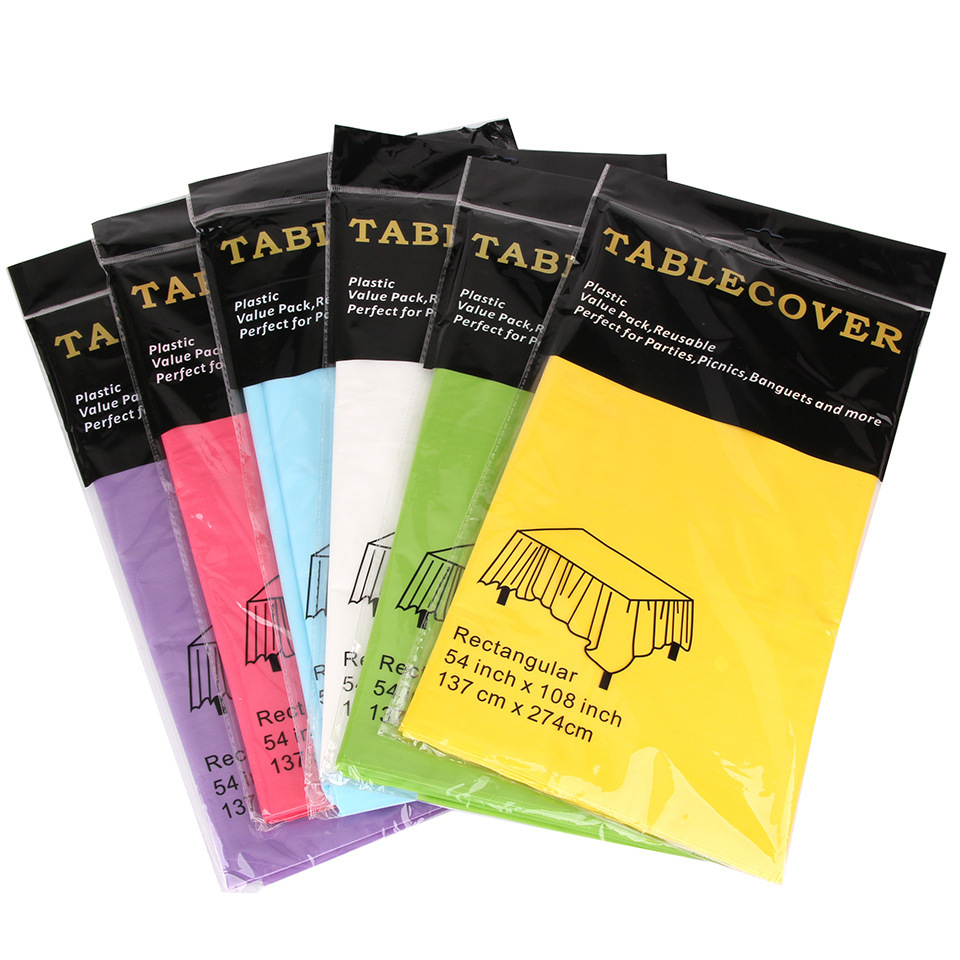 Hot Selling Oilproof Waterproof Camping Picnic Luxury Party Table Cloth Solid Color Plastic Disposable Table Covers