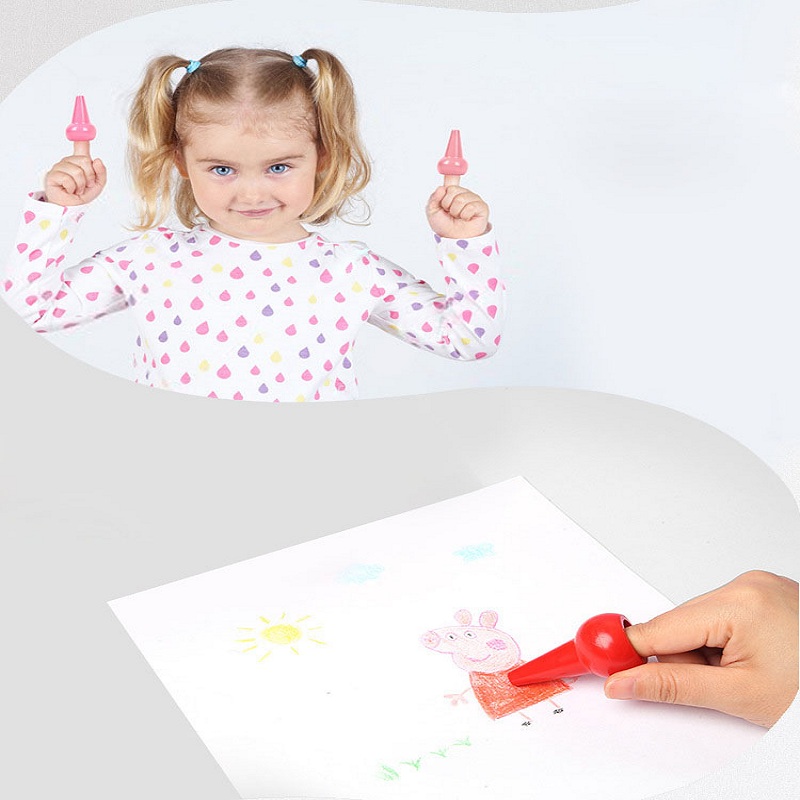 12Pcs Safety Finger Shape Crayon 12 Color Educational Toys For Children Student Kid Crayon Colorful Writing Drawing Parent-Child