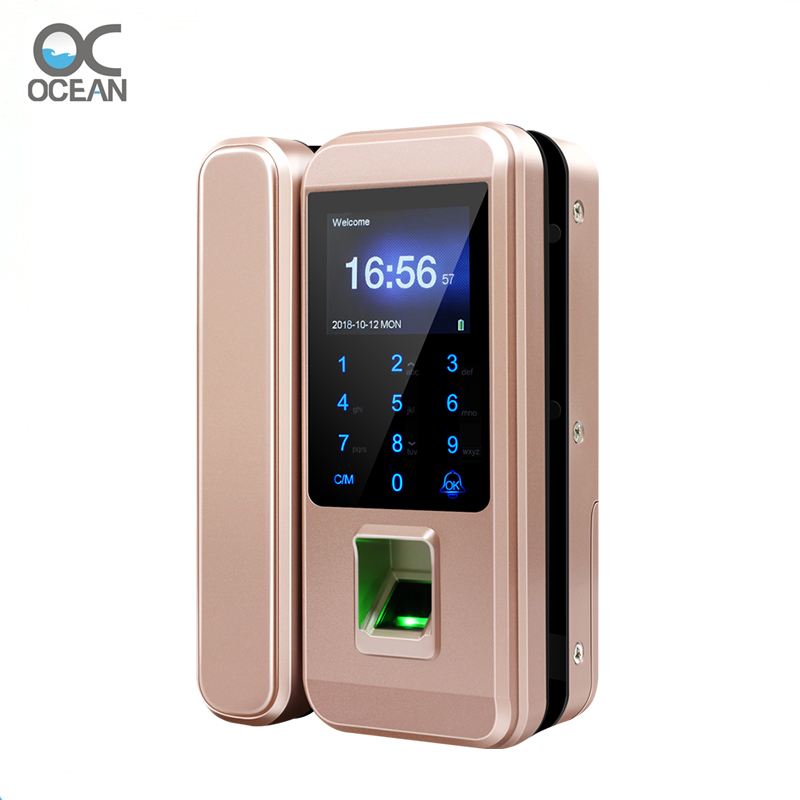 Glass door lock  Fingerprint card password  remote control  with attendance function