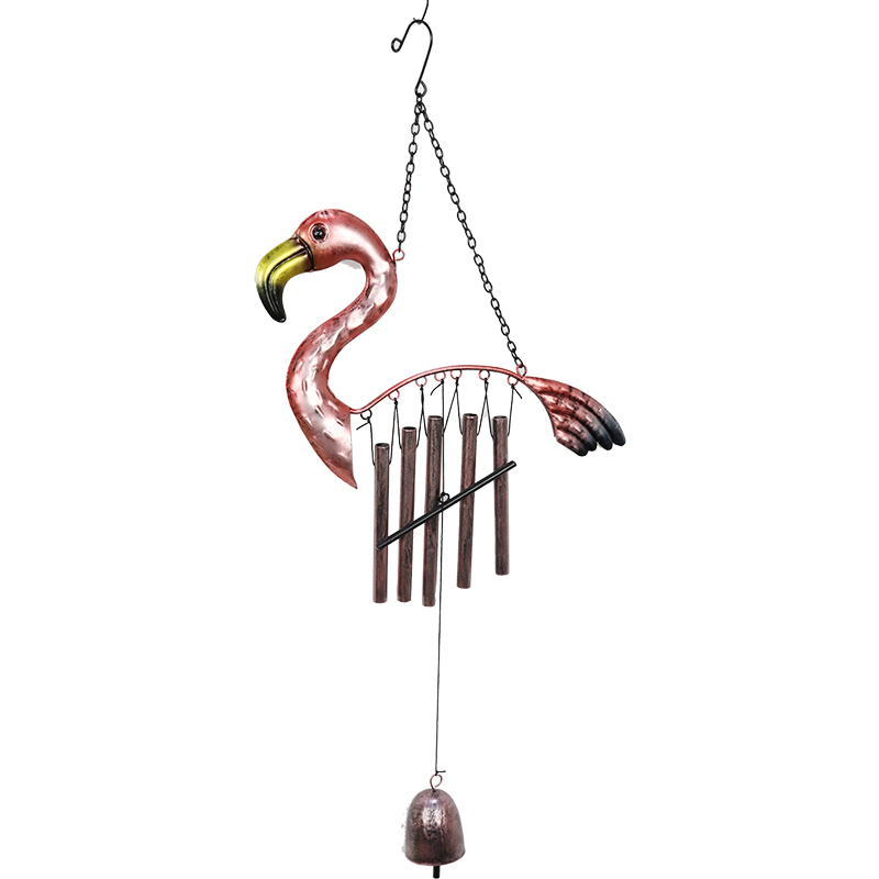Liffy Handmade Metal Flamingo Hanging Wind Chimes glass Home&garden Decorations OEM