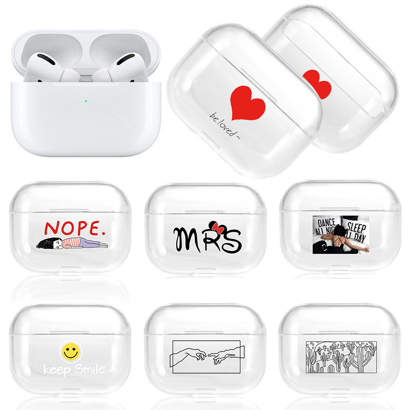 Чехол для наушников Air Pods Pro, Прозрачный ударопрочный чехол из поликарбоната с милым мультяшным принтом и защитой от царапин для AirPods Pro