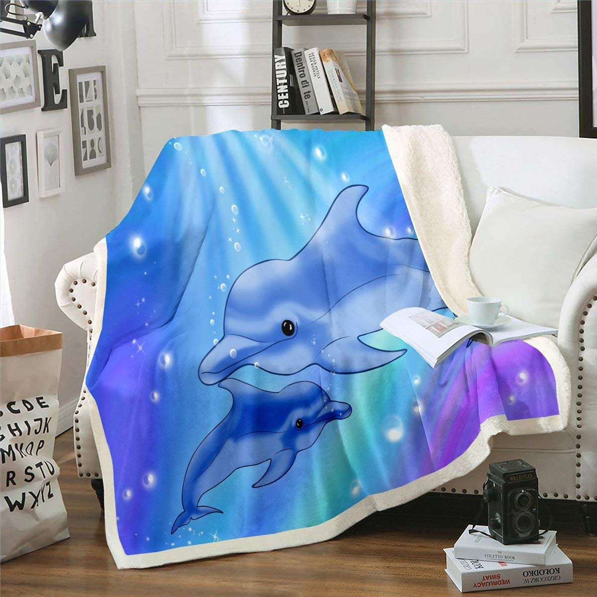 Animal Popular Shark Print Sherpa Blanket Fleece Blanket Travel Outlet Bedspread Gift Bedding Adult Fashion Funny Anime Quilt