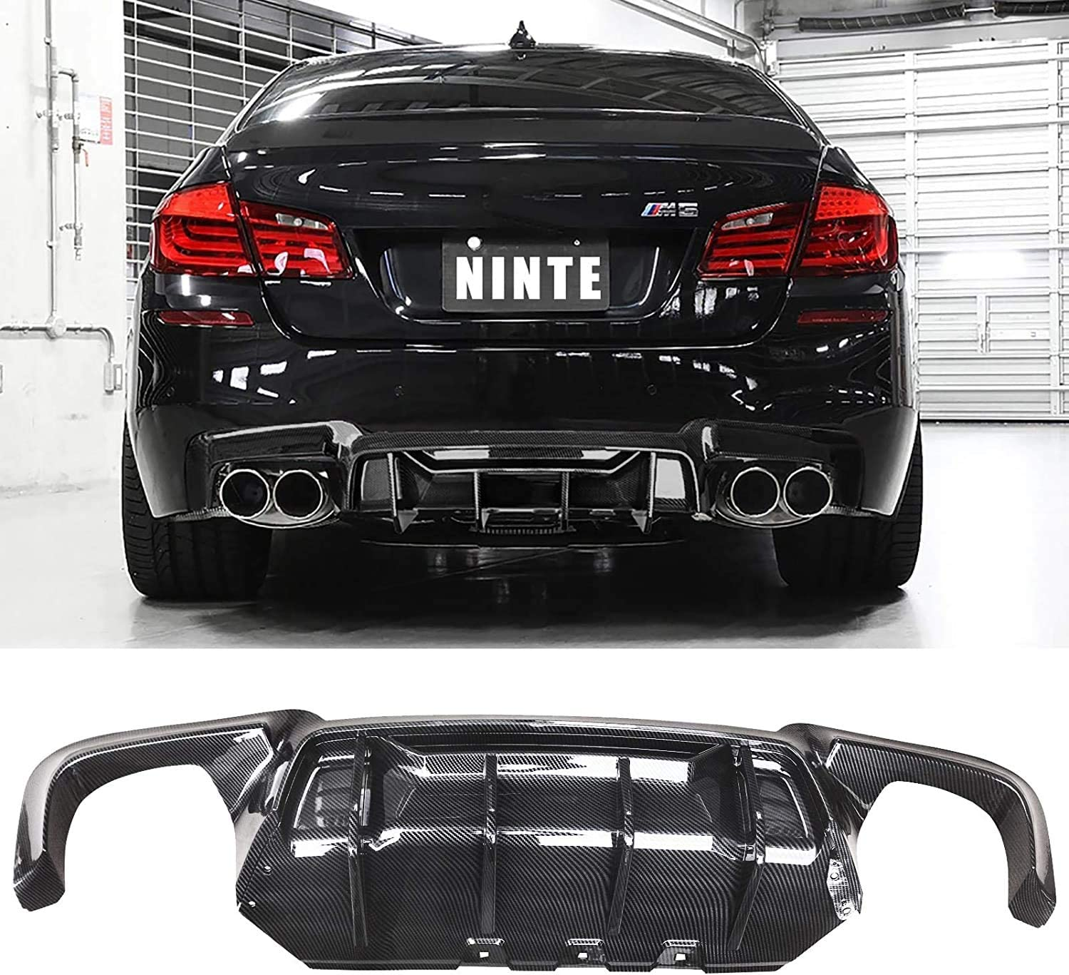 Задний диффузор для 2011 2012 2013 2014 2015 2016 BMW 5 Series M5, бампер, задний диффузор из углеродного волокна в стиле губ четыре выхлопных газов PP F10
