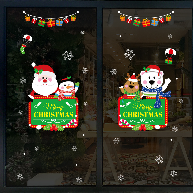 Waterproof Adhesive Christmas Window Vinyl Stickers Decoration Custom