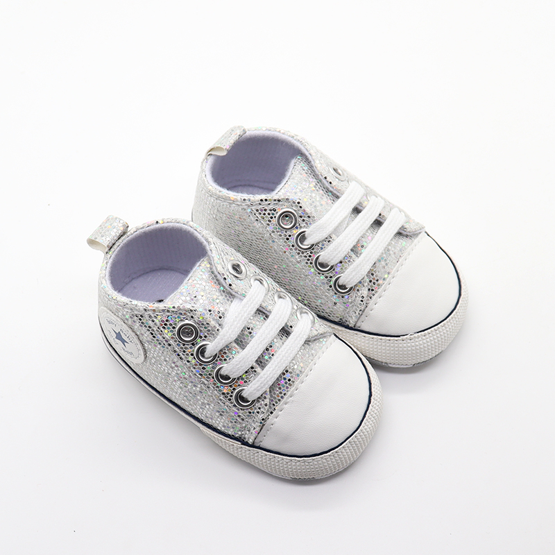 Hot Sale# Boys Girls Bling Bling Sequin Infant Anti-Slip Sneakers Breathable New-born Baby Canvas Shoes