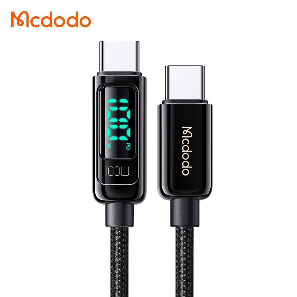 Black 1.2M With E-marker Smart Digital Led On Cable 5A Super Charge 100W Pd Type-c to type-c Cable 1.2M With Retail box
