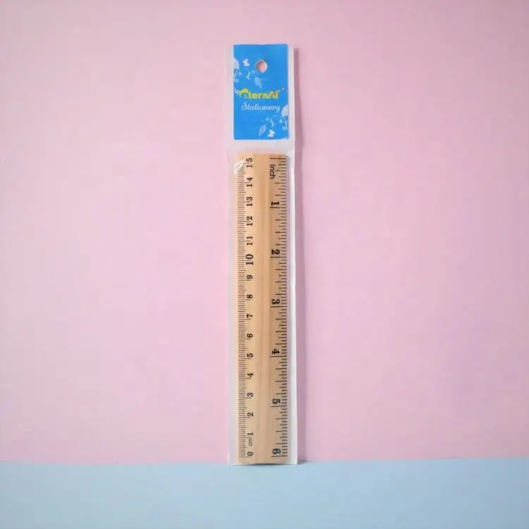 Factory Manufacture 15cm Wooden Measuring Tool Wooden Straight Ruler With Color Printing