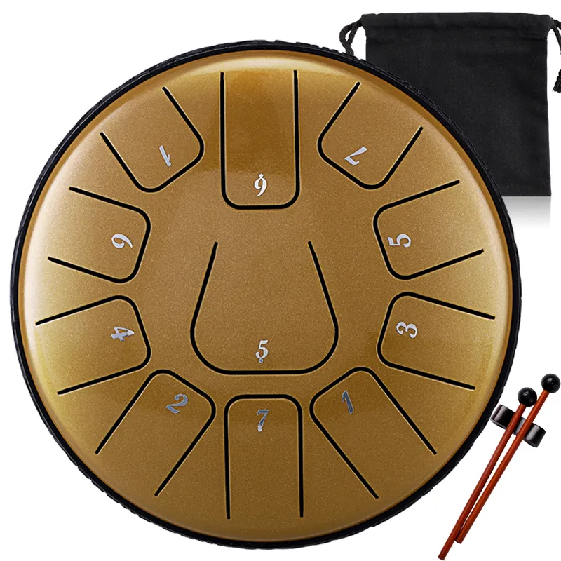 Hluru Steel Tongue Drum 11 Note 6 Inch Handpan Musical Instruments Sales Drum For Kids 5 Colors Tank Drum With Bulge THF11