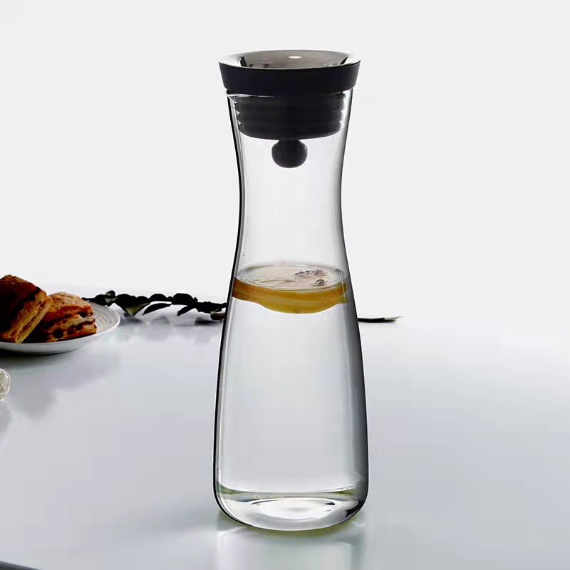 1300ml Hot Sale Thicken Glass Drink Pitcher with Stainless Steel Lid Glass Jug