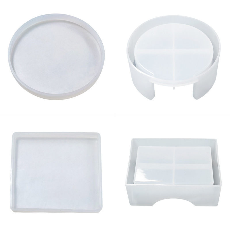 diy Epoxy Coaster mould Round Coaster Storage Box Silicone Mold Homemade Cup Mat Resin Mold