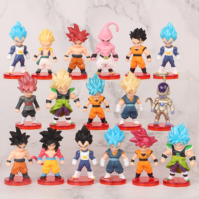 16pcs/set Anime Dragon Ball Z Character Cute Version PVC Action Figure Model Toy 7cm