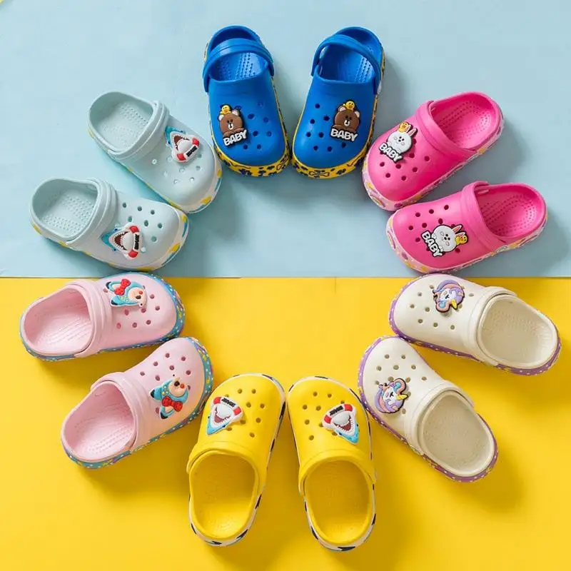 2022 Custom Summer Platform Rubber Zuecos Goma Eva Kid Children Clog Shoes Charm Shoe Zuecos De Jardin Garden Sandal For Kids