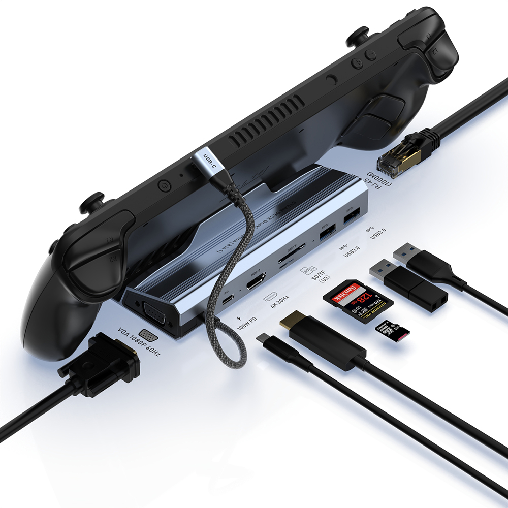 8 в 1 Паровая док-станция PD USB 3,0 1000M Паровая док-станция SD TF зарядная док-станция с Hdmi
