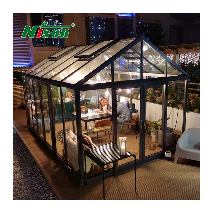 Shops Custom Size Outdoor Patio Gazebo Party Tent Aluminum Glass House Sunroom Garden House Greenhouse