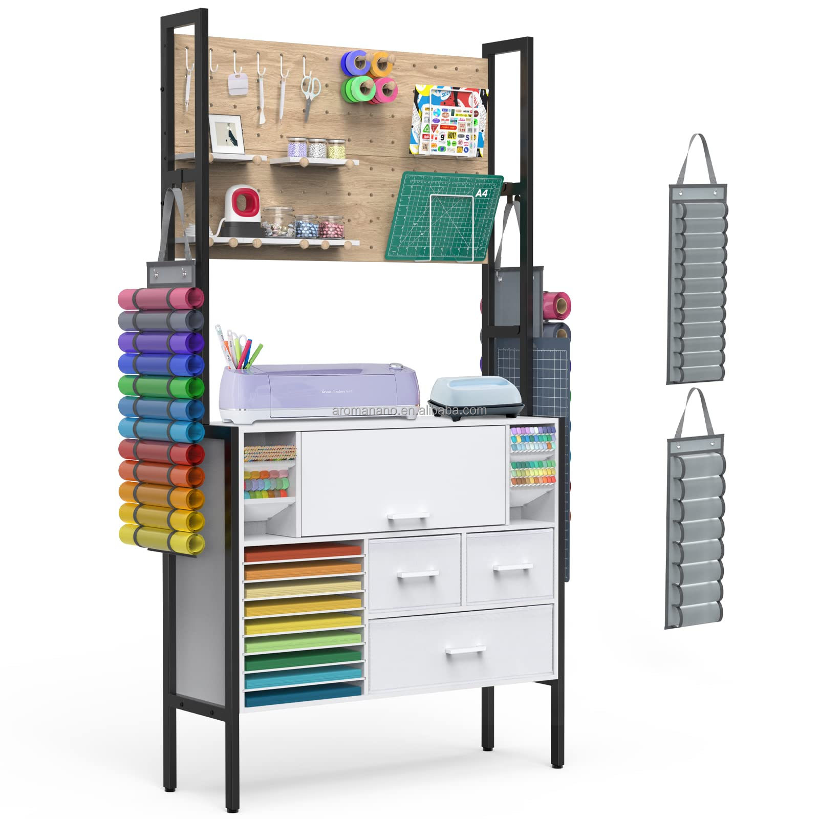 AromaNano Organization and Storage Cabinet Compatible with Cricut Machines, Accessories Organizer Craft Cabinet with Pegboard