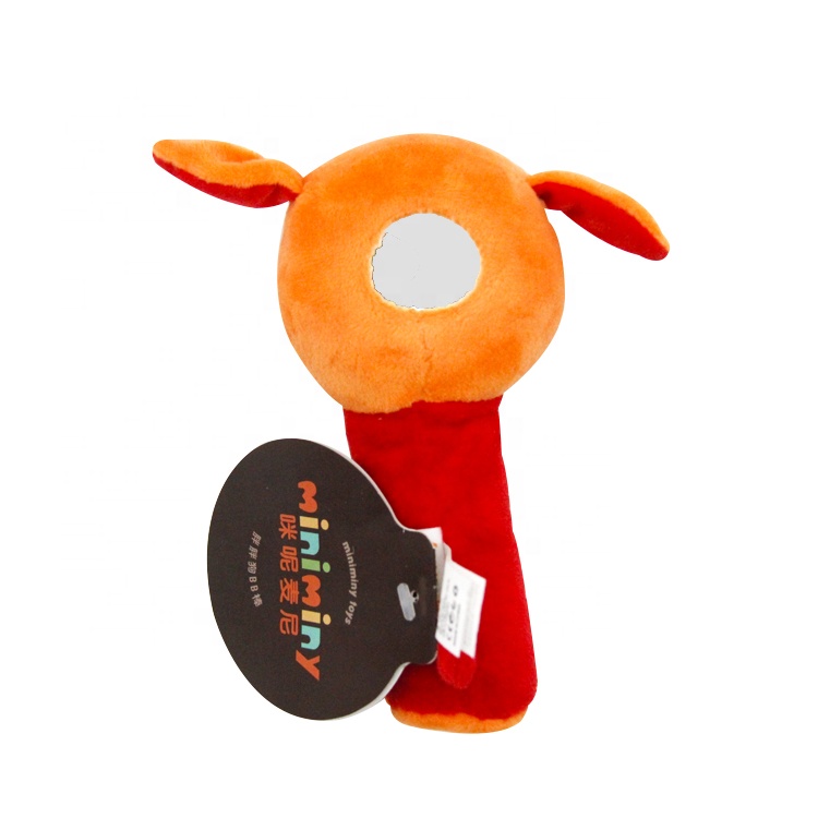 Wholesale infant stuffed animal theme rattle toys soft plush rattle stick set for baby