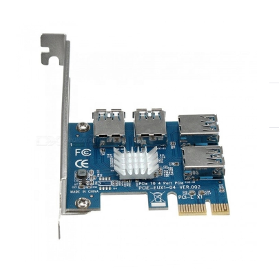 High Speed PCI-E Riser Card 1 to 4 port USB3.0 Converter Expansion Card Adapter PCIe X1 Riser Card For Mining
