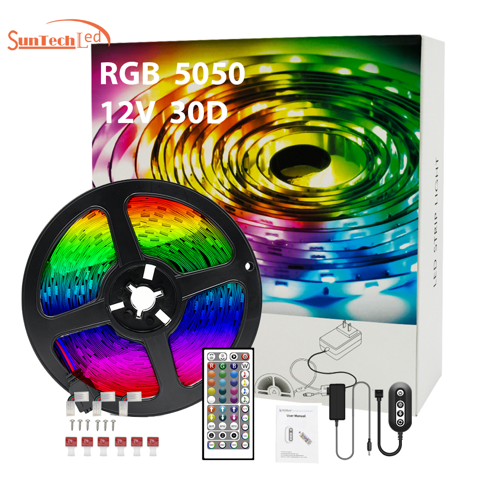 12В водонепроницаемая гибкая Гибкая RGB подсветка BT 5050 Светодиодная лента пульт дистанционного управления