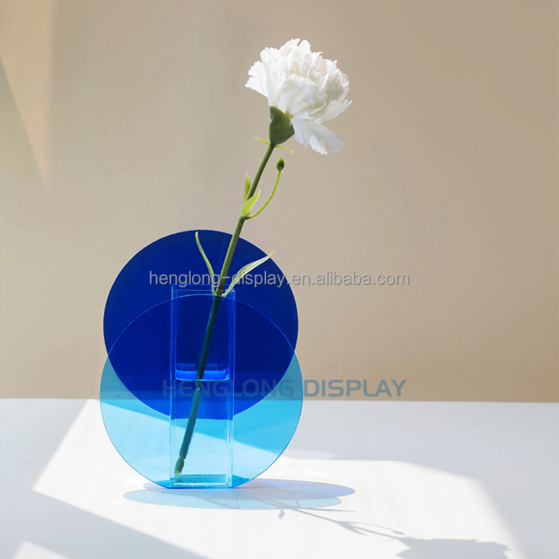 Popular Perspex Flower Holder Home Decoration Imagism Clear Blue Acrylic Flower Vase