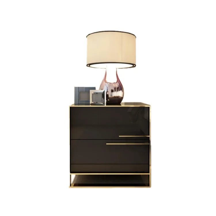 modern bedside table simple storage cabinet bedroom bedside light luxury stainless steel side cabinet