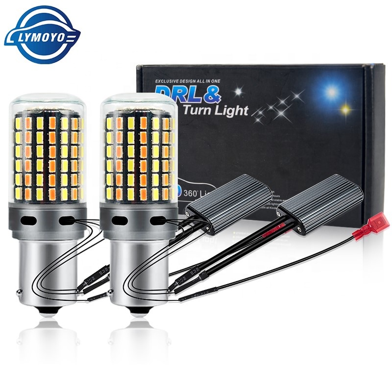 Светодиодный 3014 120LED двухрежимный дневной ходовой сигнал поворота Canbus P21W PY21W BA15S BAU15S 1156 7440 W21W 3156 T20