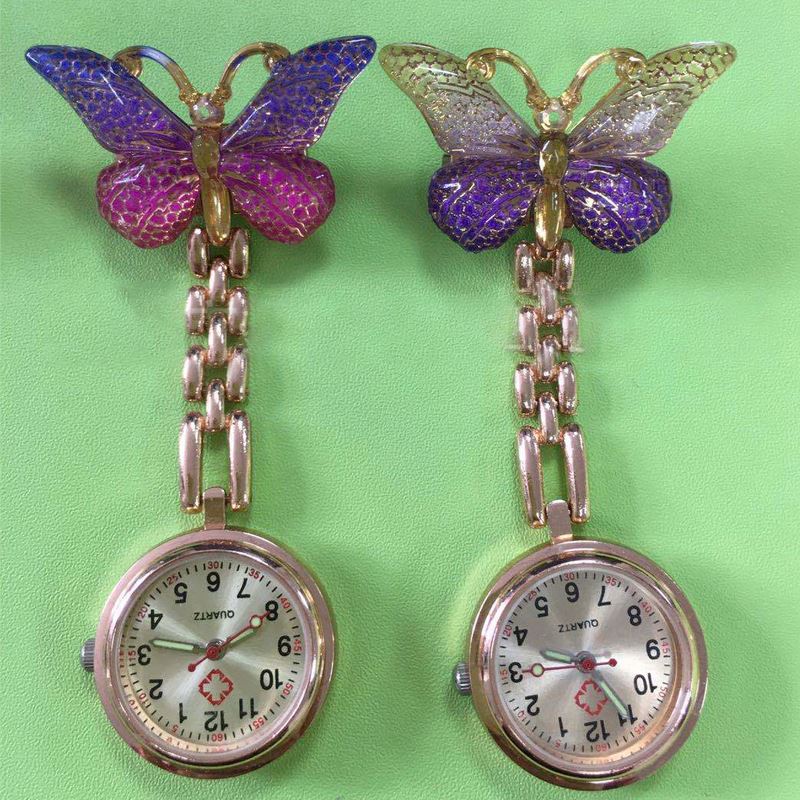 Hot Selling Brooch Pocket Fob Butterfly Nurse Watch Telescopic Nursing Clock Delicate Pocket Watches For Nurse Women