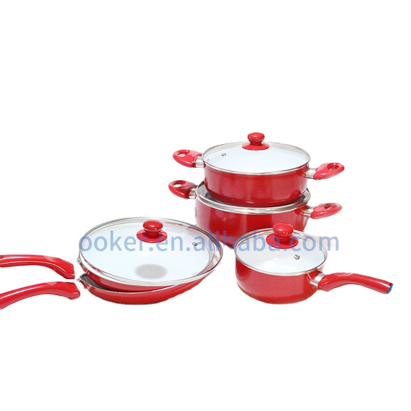 9pcs Pink Best quality cooking pots and pans