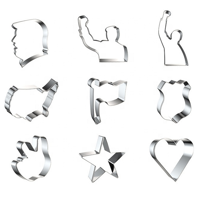 American Character Map & National Flag Road Stainless Steel Cookie Cutters Texas Police Badge Baking Mold