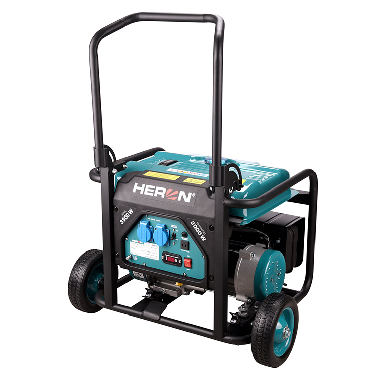 8896140 HERON CE утвержден 7.4HP/3.5KW 1 ph портативный Электрический бензиновый генератор со складной ручкой и фиксированными резиновыми колесами