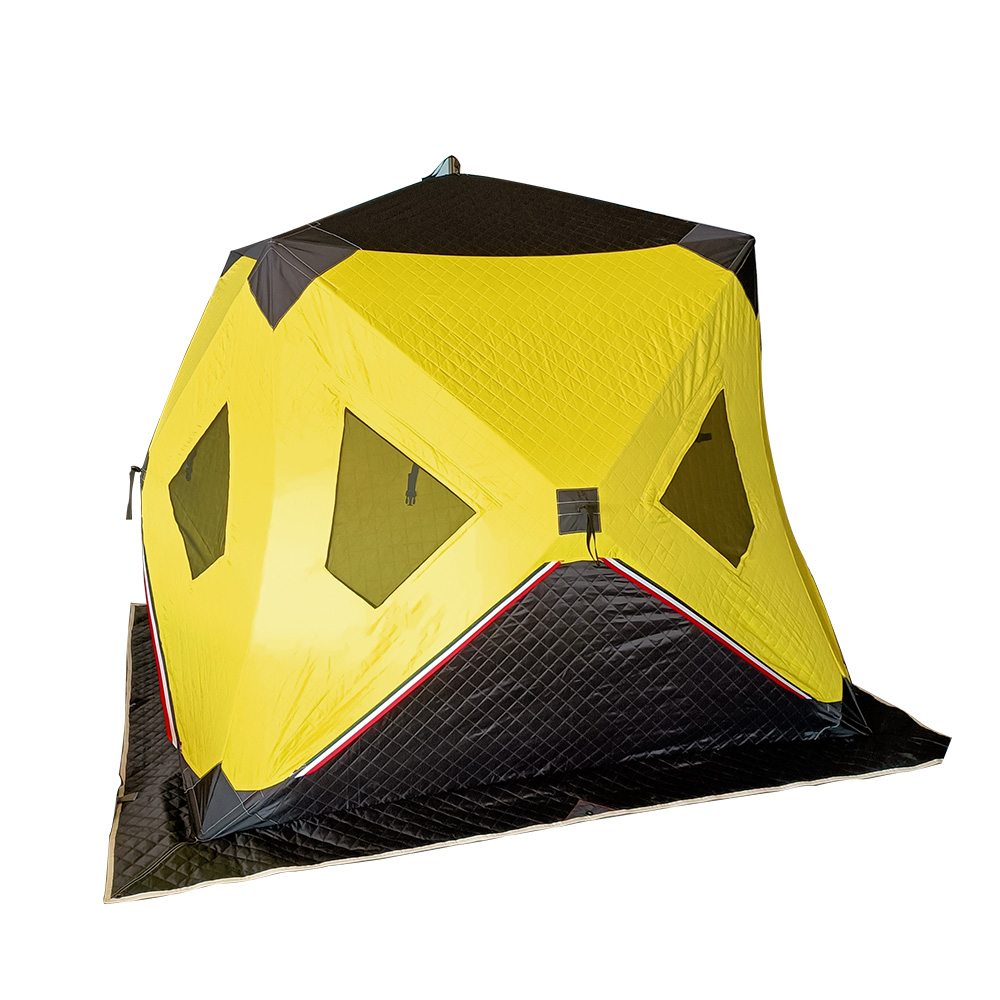 Ice Fishing Shelter 2 Person Pop-up Winter Outdoor Waterproof Portable Ice Tent For Outdoor Fishing Yellow For 2 Person