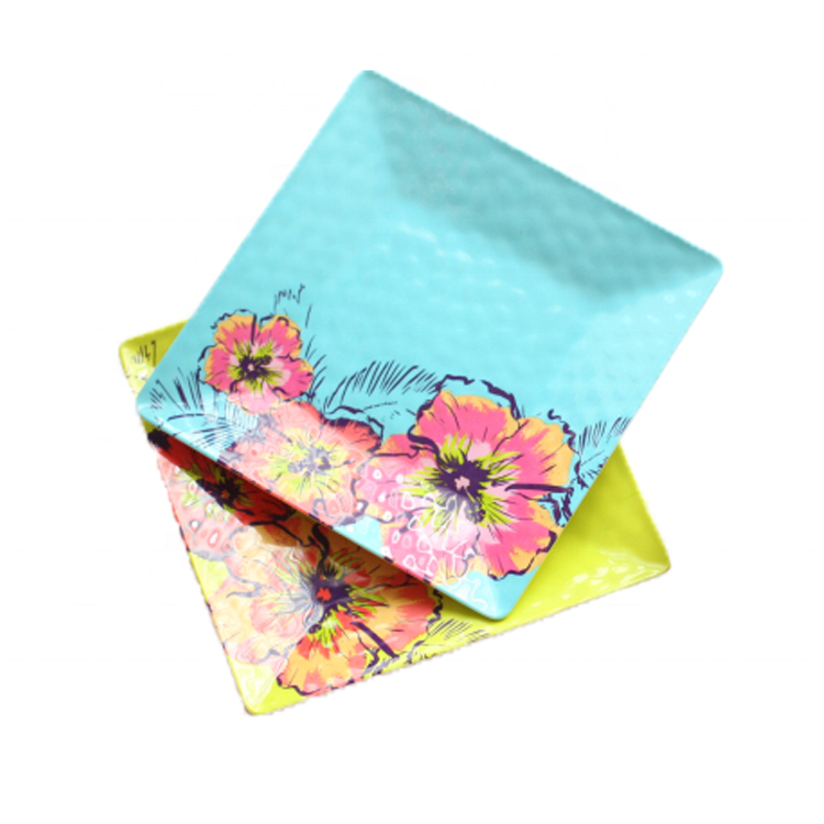 10.5 inch Custom Print Square Melamine Dinner Plates