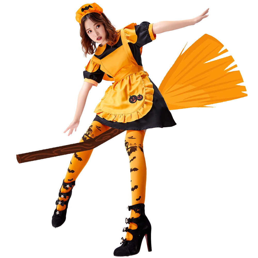 Halloween costume vampire maid magic witch jack pumpkin lantern dress