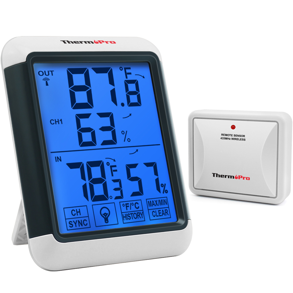 Thermopro TP65A беспроводной цифровой ЖК-дисплей термометром и гигрометром декоративные часы для дома и улицы