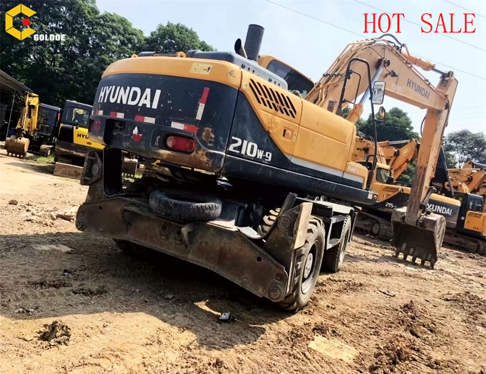 Дешевые подержанные Hyundai R210W-9 колесный экскаватор