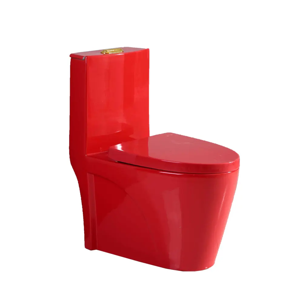 Multi colored bathroom wc ceramic one piece red color toilet set with color seat