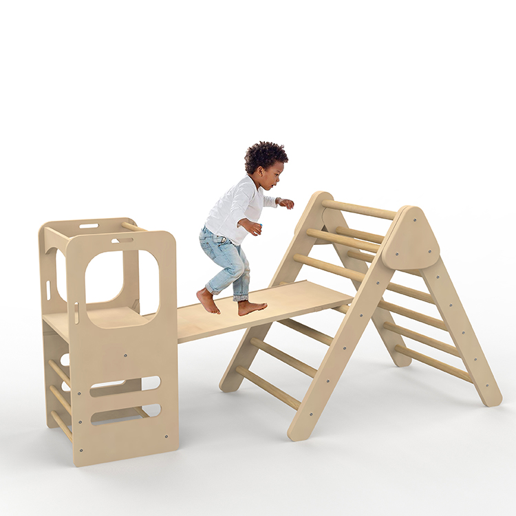 Winning Pikler Triangle with Learning Standing Platform Tower tower Montessori Climbing Toys for Kids Set