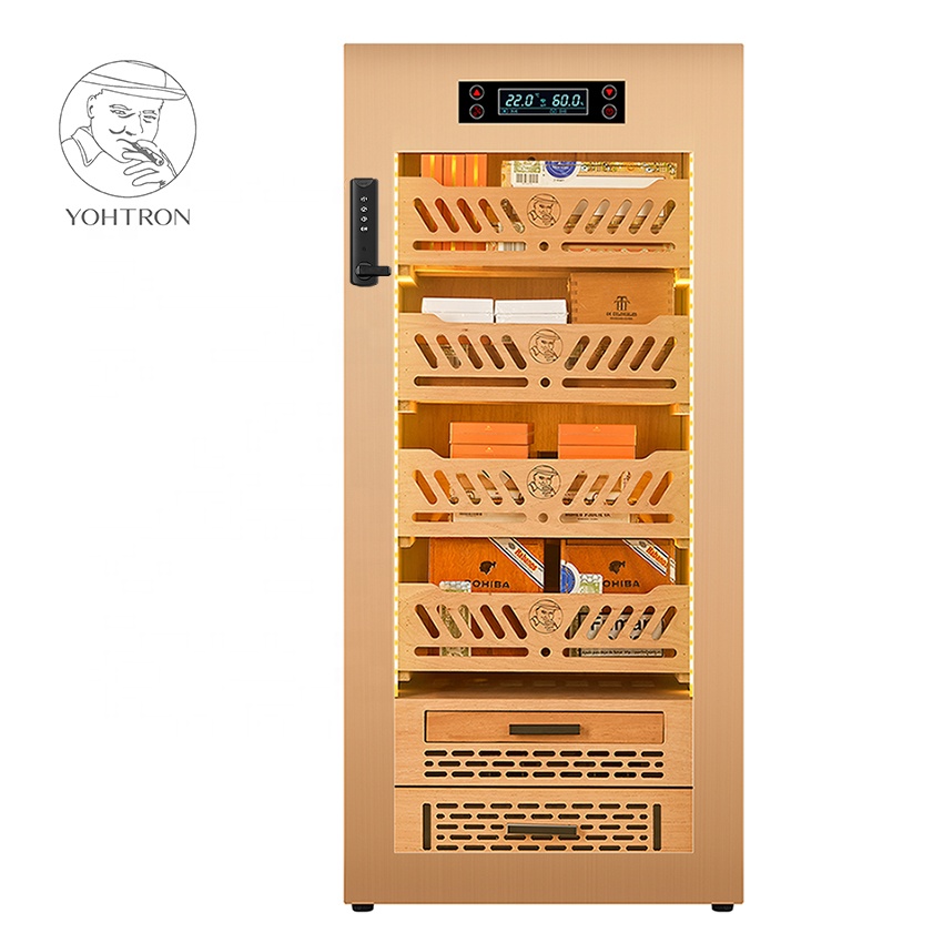 YOHTRON 88L электронный сигаретный хьюмидор с цифровым гигрометром, емкость 450 отсчетов, шкаф для сигар с полками из испанского кедрового дерева