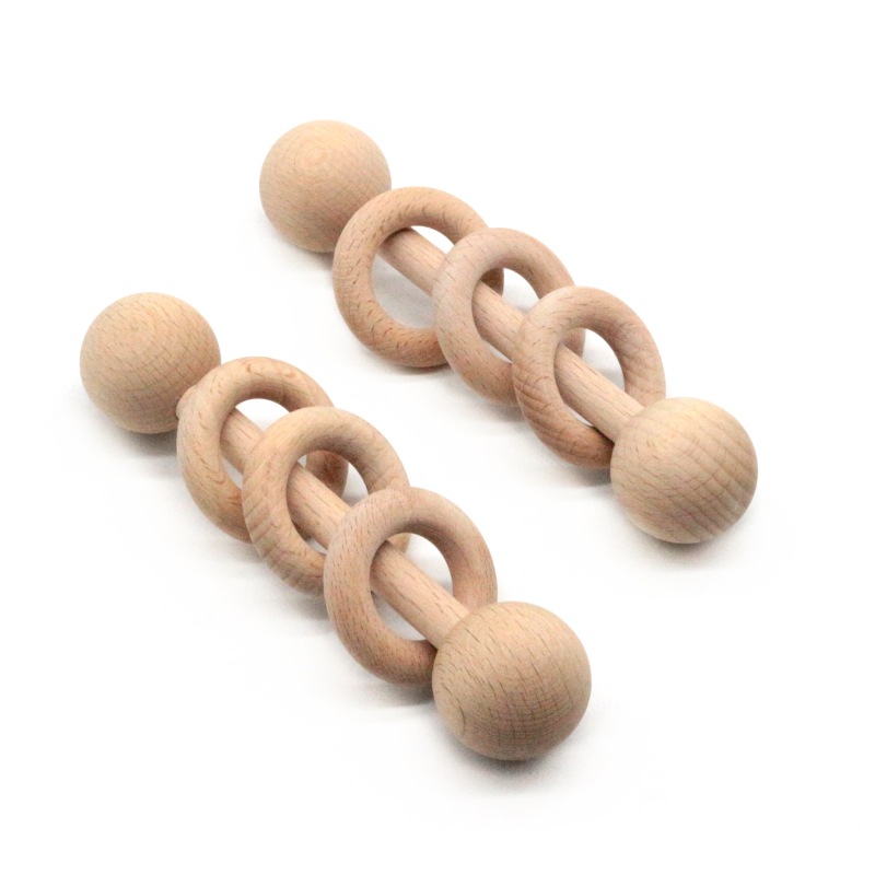 Training Molar Bracelet Beech Wooden Ring Rattles 2021 Wood Baby Teething Toys