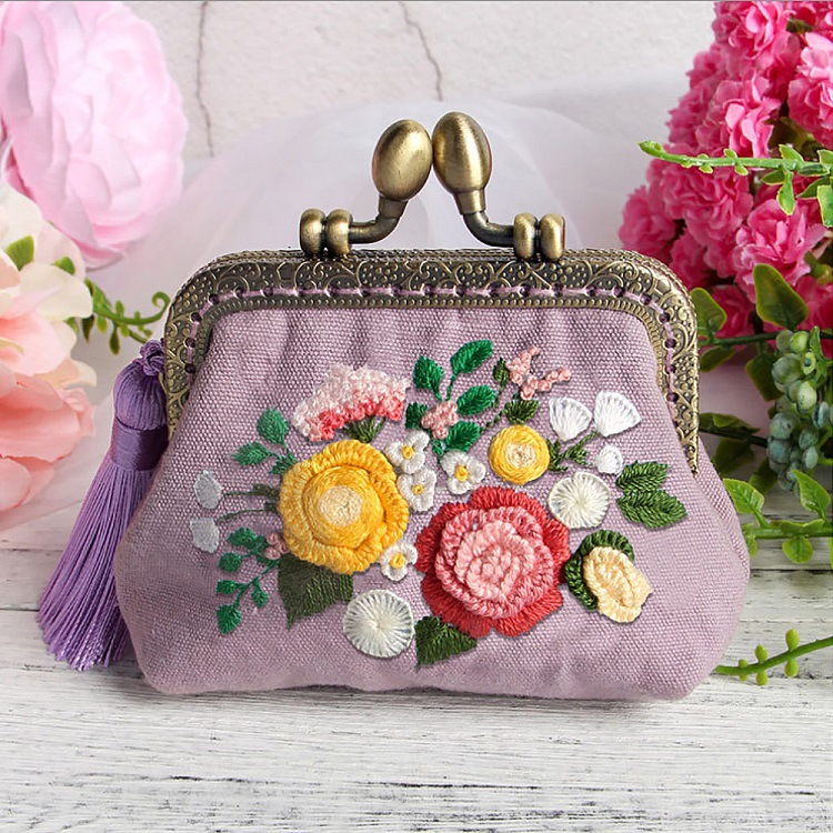 Diy Coin Purse Handmade Material Fabric Su Embroidery Change